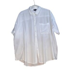 Splendid Women's Short Sleeve Button Up White Small 100% Viscose‎ EUC